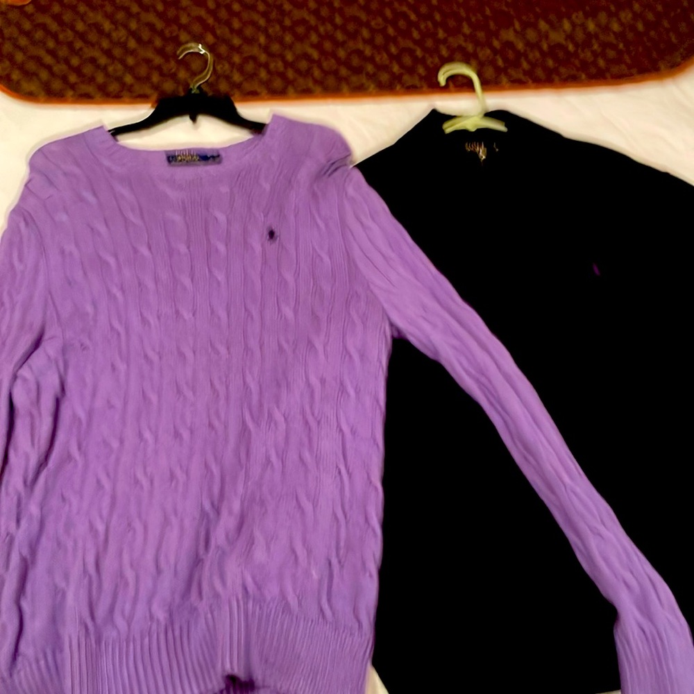 POLO SWEATERS ONE PULLOVER AND ONE REGULAR ONE LARGE AND ONE XL